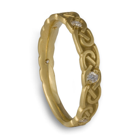 Narrow Borderless Infinity With Diamonds Wedding Ring in 18K Yellow Gold