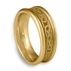 Extra Narrow Self Bordered Love Knot Wedding Ring in 14K Yellow Gold