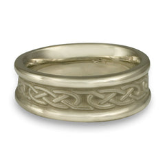 Extra Narrow Self Bordered Love Knot Wedding Ring in 18K White Gold