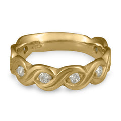 Wide Tides with Diamonds Wedding Ring in 14K Yellow Gold