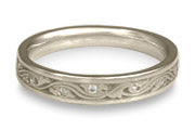 Extra Narrow Wind and Waves With Diamonds Wedding Band in Platinum