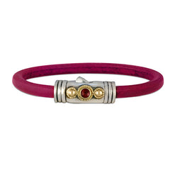 Garnet on Fuscia Leather