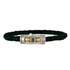 Iolite on Black Braided Leather
