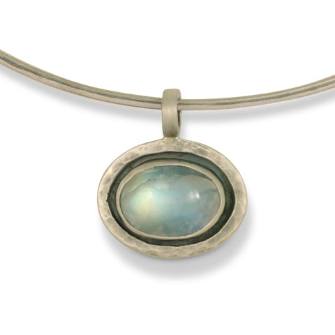 One-of-a-Kind Moonstone Hammered Pendant