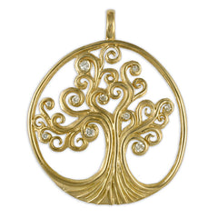 Gold with Diamonds Tree of Life Pendant