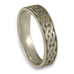 Narrow Celtic Link Wedding Ring in 18K White Gold