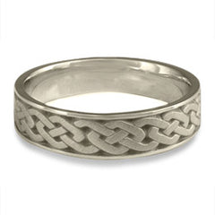 Narrow Celtic Link Wedding Ring in 14K White Gold