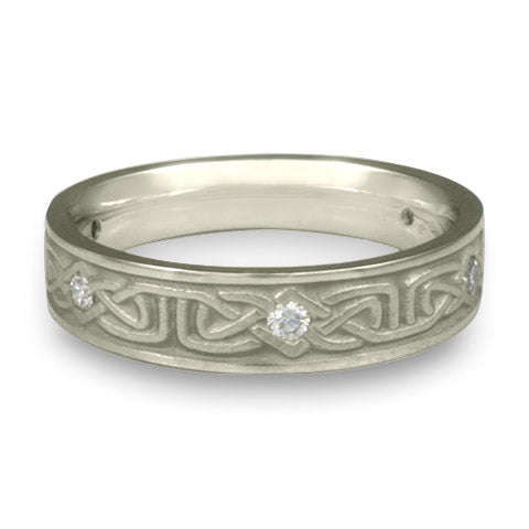 Extra Narrow Labyrinth with Diamonds Wedding Ring in Platinum