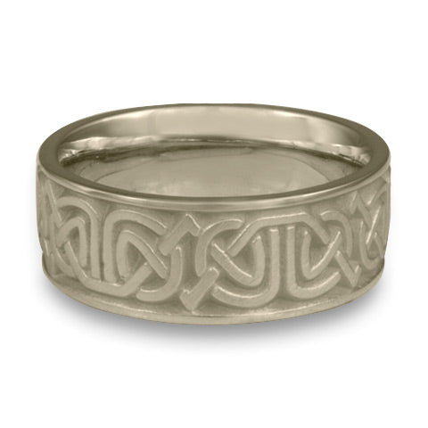 Wide Labyrinth Wedding Ring in 14K White Gold