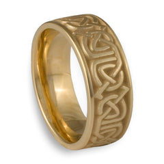 Wide Labyrinth Wedding Ring in 14K Yellow Gold