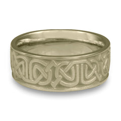 Wide Labyrinth Wedding Ring in 18K White Gold