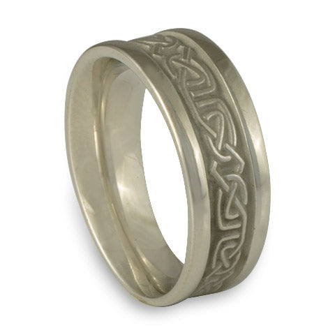 Extra Narrow Self Bordered Labyrinth Wedding Ring in 14K White Gold