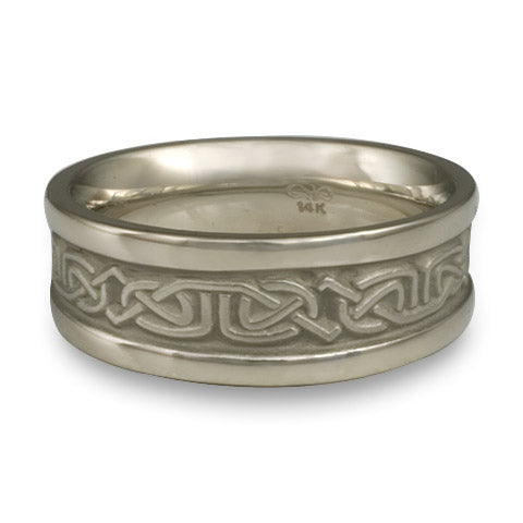 Extra Narrow Self Bordered Labyrinth Wedding Ring in 14K White Gold