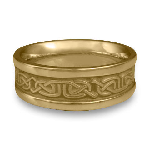 Extra Narrow Self Bordered Labyrinth Wedding Ring in 14K Yellow Gold
