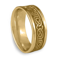 Narrow Self Bordered Labyrinth Wedding Ring in 14K Yellow Gold