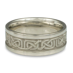 Narrow Self Bordered Labyrinth Wedding Ring in Platinum