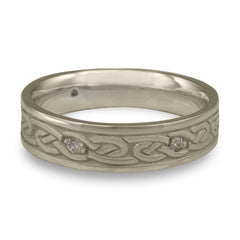 Narrow Infinity With Diamonds Wedding Ring in 14K White Gold
