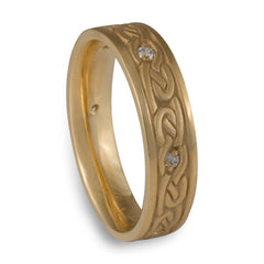 Narrow Infinity With Diamonds Wedding Ring in 14K Yellow Gold