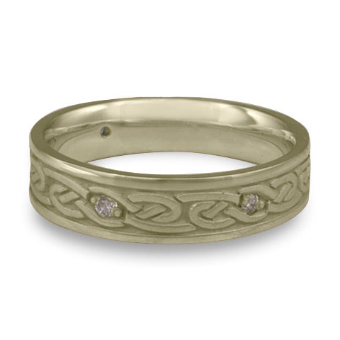 Narrow Infinity With Diamonds Wedding Ring in 18K White Gold