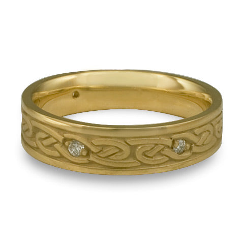 Narrow Infinity With Diamonds Wedding Ring in 18K Yellow Gold