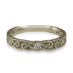 Narrow Borderless Infinity With Diamonds Wedding Ring in 14K White Gold