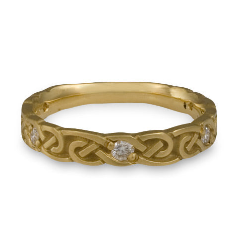 Narrow Borderless Infinity With Diamonds Wedding Ring in 14K Yellow Gold