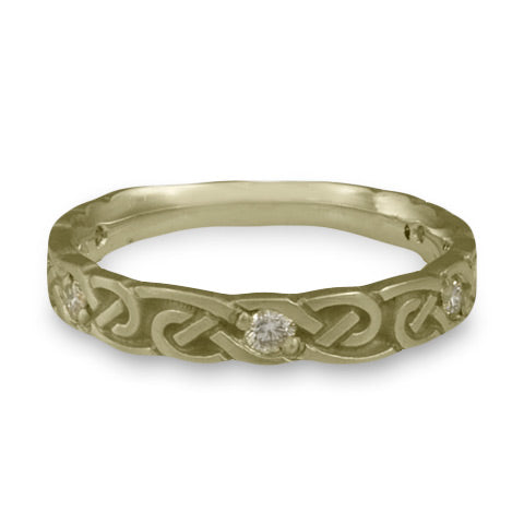 Narrow Borderless Infinity With Diamonds Wedding Ring in 18K White Gold