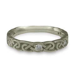 Narrow Borderless Infinity With Diamonds Wedding Ring in Palladium