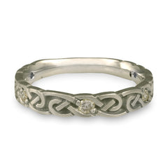 Narrow Borderless Infinity With Diamonds Wedding Ring in Platinum