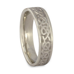 Narrow Celtic Hearts Wedding Ring in 14K White Gold