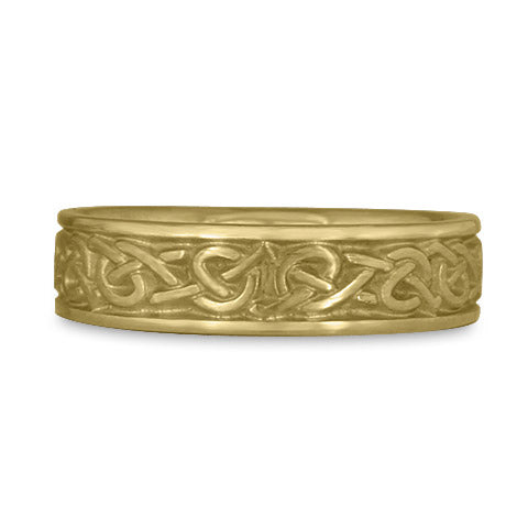 Narrow Celtic Hearts Wedding Ring in 18K Yellow Gold