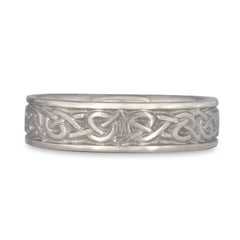 Narrow Celtic Hearts Wedding Ring in Platinum