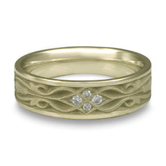 Narrow Tulip Braid Wedding Ring with Diamonds in 18K White Gold