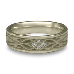 Narrow Tulip Braid Wedding Ring with Diamonds in Palladium