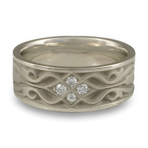 Wide Tulip Braid Wedding Ring with Diamonds in Palladium