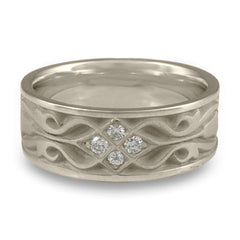 Wide Tulip Braid Wedding Ring with Diamonds in Platinum