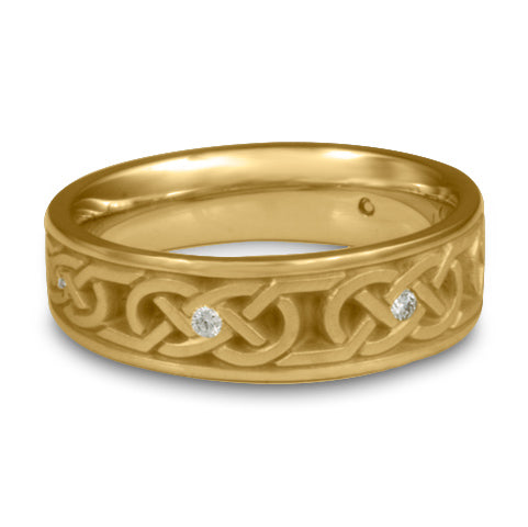 Narrow Love Knot With Diamonds Wedding Ring in 14K Yellow Gold
