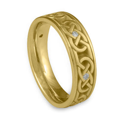 Narrow Love Knot With Diamonds Wedding Ring in 18K Yellow Gold