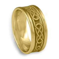 Narrow Self Bordered Love Knot Wedding Ring in 18K Yellow Gold