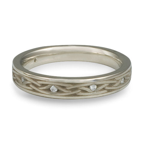 Celtic Arches Wedding Band with Diamonds in 14K White Gold