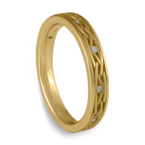 Celtic Arches Wedding Band with Diamonds in 18K Yellow Gold