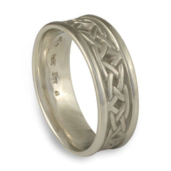 Narrow Self Bordered Celtic Arches Wedding Ring in 14K White Gold