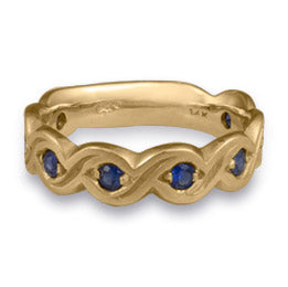 Wide Tides Wedding Ring with Sapphires in 14K Yellow Gold