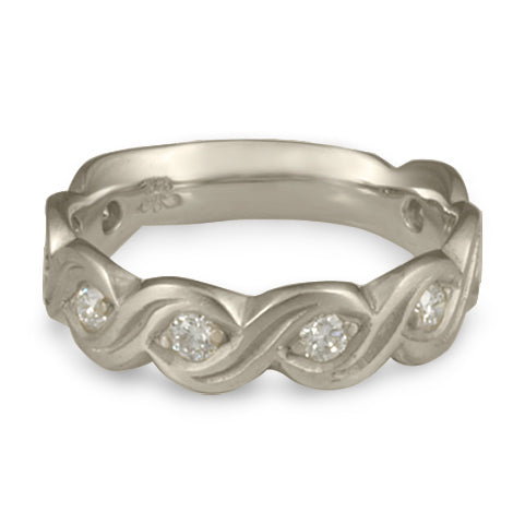 Wide Tides with Diamonds Wedding Ring in Platinum