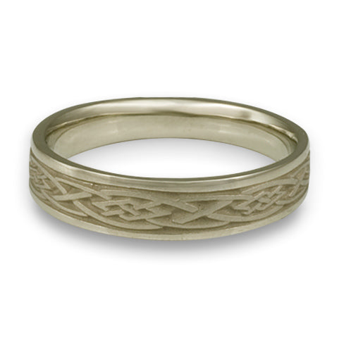 Narrow Celtic Diamond Wedding Ring in 18K White Gold