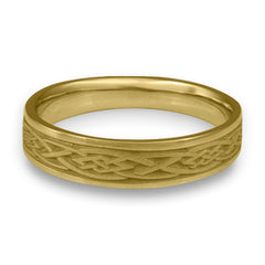 Narrow Celtic Diamond Wedding Ring in 18K Yellow Gold