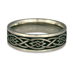 Wide Celtic Diamond Wedding Ring in 14K White Gold