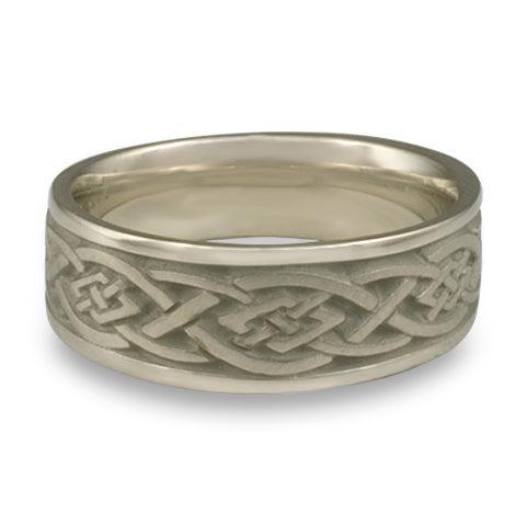 Wide Celtic Diamond Wedding Ring in 18K White Gold