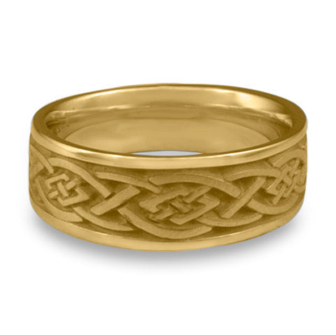 Wide Celtic Diamond Wedding Ring in 14K Yellow Gold