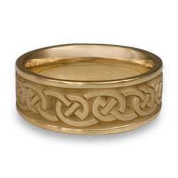 Wide Cheek to Cheek Wedding Ring in 14K Yellow Gold